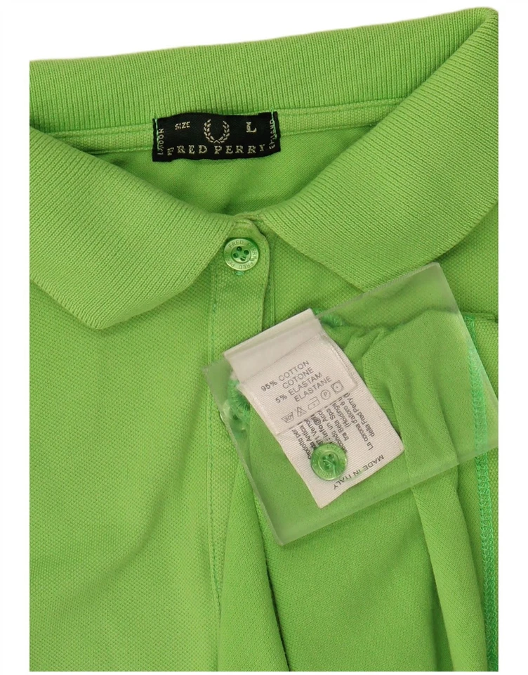 FRED PERRY Womens Long Sleeve Polo Shirt UK 14 Large Green Cotton BG25 - Image 3 of 3