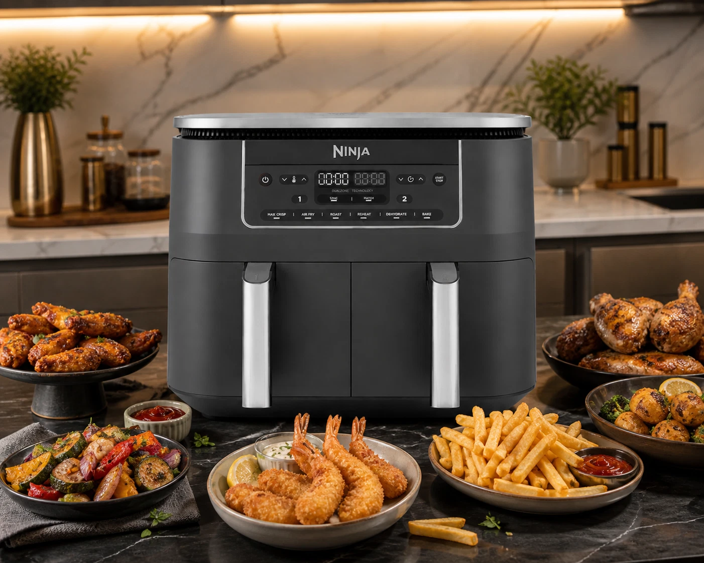 Ninja DZ300EU Doppel-Heißluftfritteuse