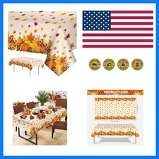 2 Pcs Thanksgiving Tablecloth Plastic - Disposable Fall Table Cloths, Autumn ...