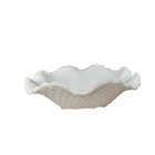 Milk Glass SquareNut vintage Candy Dish Bowl Ruffled Rim Diamond Pattern