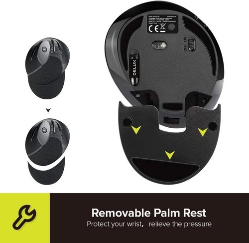 DELUX Wireless Ergonomic Mouse, 2.4G Rechargeable Vertical Mouse M618G GX - Picture 9 of 10