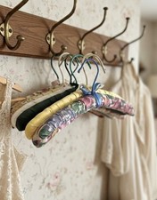 Lot of 9 Vintage Padded Silk Hangers Mixed Florals Pastels