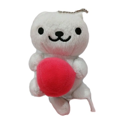 Neko Atsume Kitty Collector White Cat Stuffed Plush Clip 4” Pink Ball - Picture 2 of 7