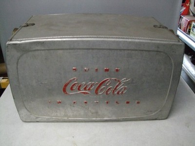 Vintage 1950's Coca Cola Aluminum Cooler Chest-Used-Progress Refrigerator Co.