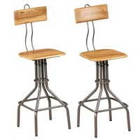 2X Barstuhl Recyceltes Massives Teak Barhocker Thekenhocker Tresenstuhl Vidaxl
