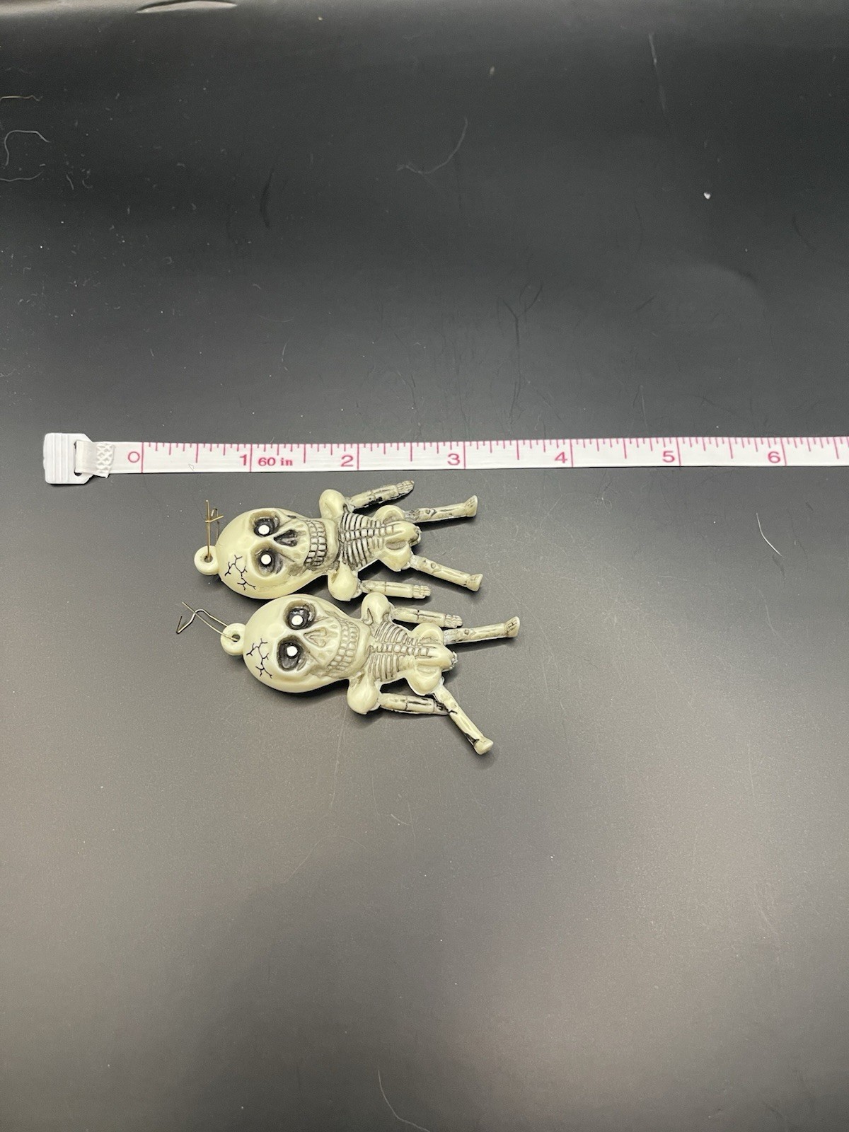 Vintage Lrg Statement Skeleton Dangle Earrings Li… - image 2