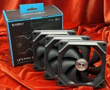 Lian Li UNI Fan SL120, Pack of 3 - Black 120mm RGB LED Daisy Chain Case Fans