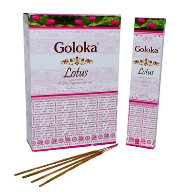 Goloka Incense Sticks Lotus Fragrance Hand Rolled Masala Agarbatti 15g x 12 Pack