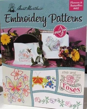 Aunt Martha's FLOWERS & BUTTERFLIES Embroidery Transfers Book 402 PILLOWCASE NEW