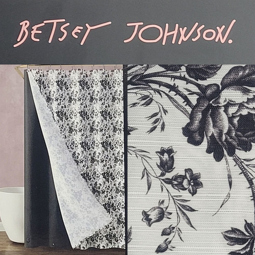 Betsey Johnson 14 Piece Black White Floral Botanical Shower Curtain 72 X 72 NWT