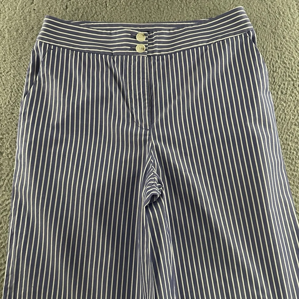 Pantalones para mujer Talbots azul blanco talla 6 Greenwich tiro alto pierna ancha algodón Foto 2 de 4