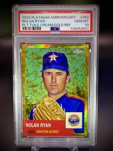 ⚾️🔥2023 Topps Chrome Platinum Anniversary Nolan Ryan Gold Toile /50 PSA 10🔥⚾️