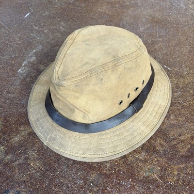 VINTAGE Filson Tin Cloth Packer Hat Waxed Cotton Canvas Medium USA