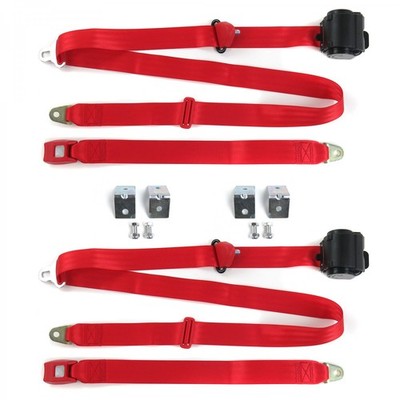 Ford Truck 1935 - 1941  Standard 3pt Red Seat Kit w/Brackets-2 Belts