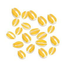 20 Pcs Yellow, White Oval Seashells Beads Natural Cowrie Beach Shells