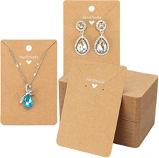 100Pcs Kraft Earring Cards Necklace Display Cards,Brown Paper Ear Studs Display 