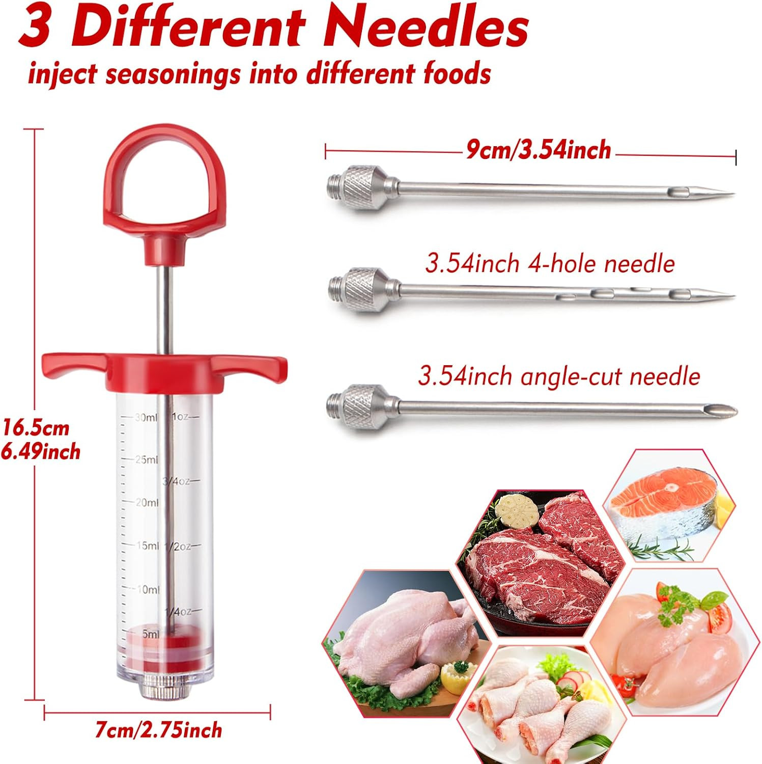 TGE-V 1-Oz Plastic BBQ Marinade Injector Kit, Turkey Injector Syringe