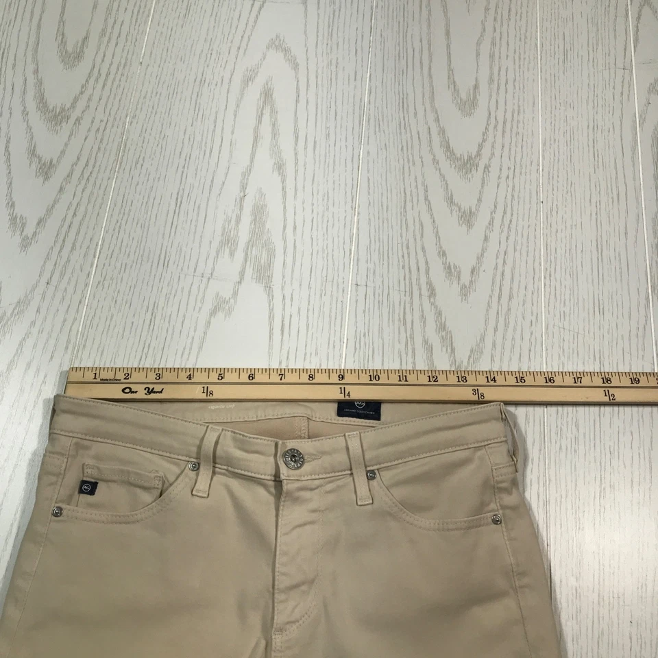 Jeans feminino AG Adriano Goldschmied 27 The Prima crop perna de cigarro bege stretch - Imagem 3 de 4