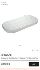 Leander Oval Junior Bed Comfort+7 Mattress 70x140cm | White
