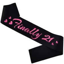 HUBEISIYU Finally 21 Birthday Sash, 21st Birthday Gifts idea for Girl, Funny ...
