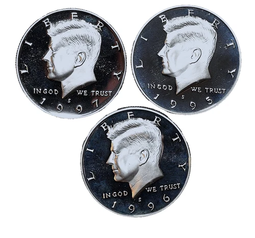 1995/96/97-S Mirror-like 90% Silver  Proof Kennedy Half Dollar