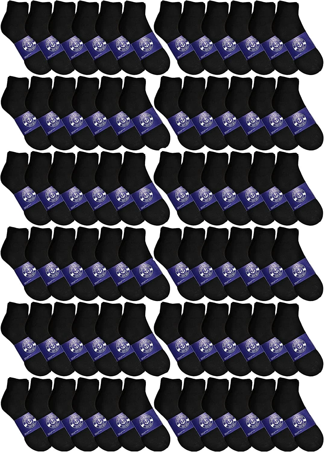 60 Pack SOCKS'NBULK Mens Cotton White Low Cut No Show Ankle Socks