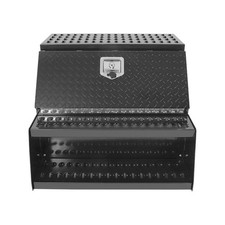 30x28x24 Side Mount Semi Truck Tool Box Saddle Step Open Wide Design Black