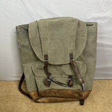 Vintage Swiss Army Backpack Military Salt & Pepper Canvas & Leather Rucksack 62