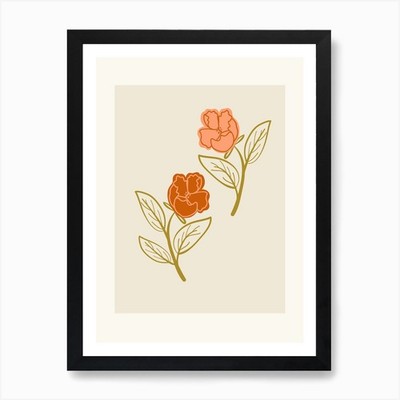 Zwei Blumen Kunstdruck gerahmt Wandbild Poster Leinwanddruck Bild