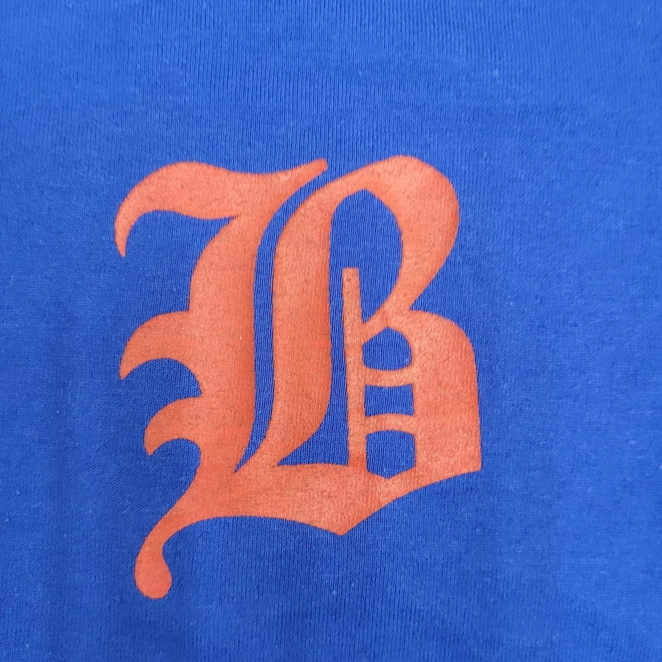 复古 90 年代长海滩古英衬衫 L/XL 21x31 蓝色白色装饰美国 — 第 3/4 张图片