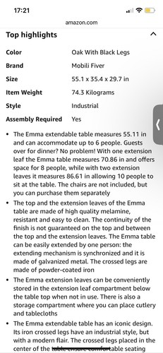 Italian Extendable Dining Table, Oak With Black Crossed Legs - Picture 5 of 7