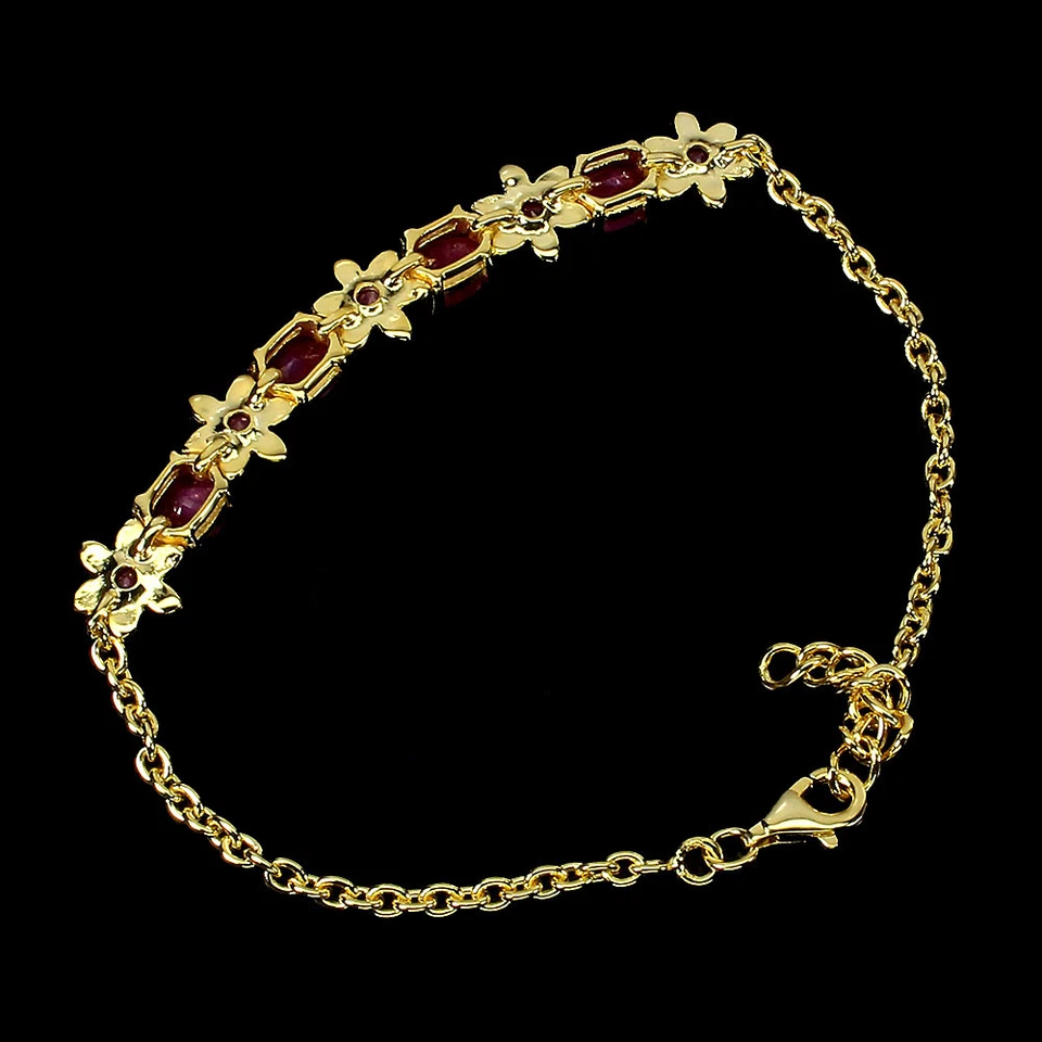 Pulsera de plata 925 de verano rubí ovalado 7x5 mm joyas de piedras preciosas naturales 8 pulgadas Foto 3 de 4