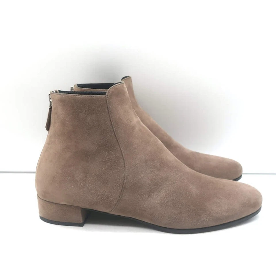 Prada Zip-Back Ankle Boots Taupe Suede Size 38.5 - Image 2 of 4