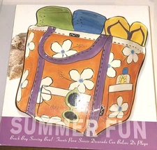 Clay Art Summer Fun Serving Dish Chips Salad Fruit Serving Dish 12.5'' X 12.5''