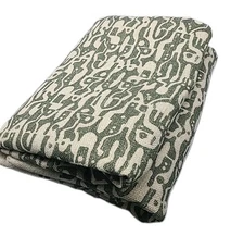 Kerry Joyce HEATHER ROSENMAN Glyph Linen Faded Green/Natural Fabric 2 Yrd 18" 