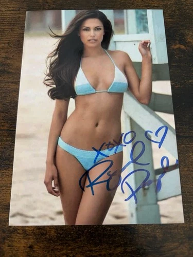 Playboy Playmate RAQUEL POMPLUN Signed 4x6 Photo PMOY AUTOGRAPH
