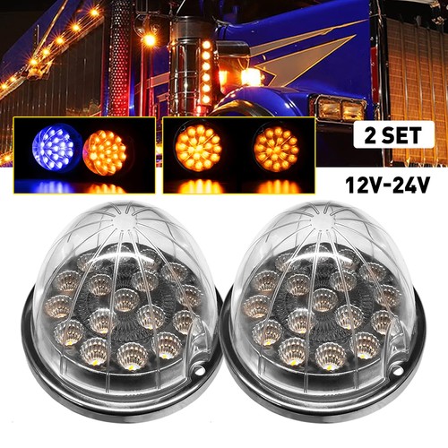 2X LED Watermelon Lights Indicator Side Marker Signal Truck Trailers Amber Blue - Picture 13 of 14