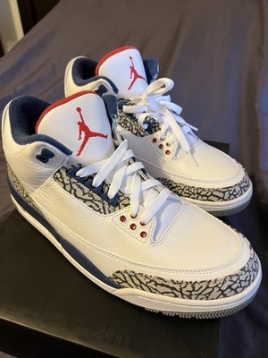 Air Jordan 3 Retro OG True Blue White/Fire Red Mid Men s 11 FreshOut TheBox NEW!
