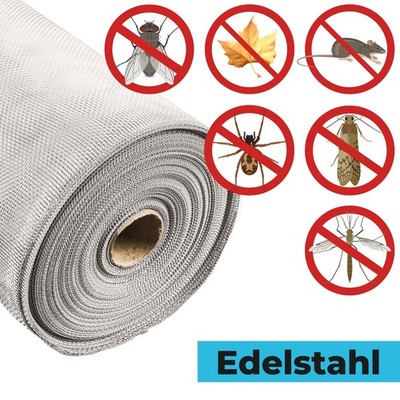 Fliegennetz METERWARE Fliegengitter Fenster EDELSTAHL / ALUMINIUM Insektenschutz