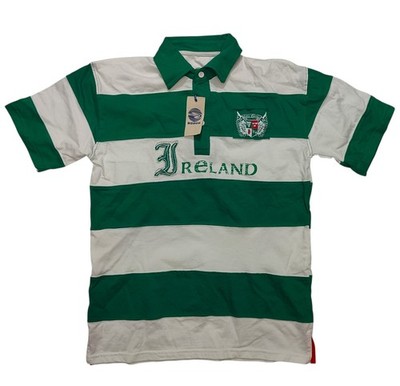 Lansdowne Trend Men's ''Ireland'' Green/White Striped Polo Size 11/12