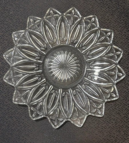 Price is for 2  Vintage 1960s Federal Pressed Glass Petal Serving Plates 11.5"