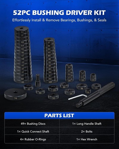 Comprehensive Bushing Removal Tool Set - 52 Tools for 18mm to 74mm Sizes - Picture 4 of 10