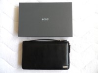 Ecco Denmark Zipped Black Leather Clutch Wallet Purse & Handle In Box Travel Ecco Denmark Zipped Black Leather Clutch Wallet Purse & Handle In Box Travel