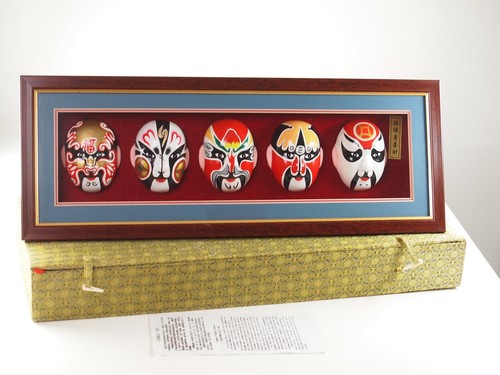 5 chinesische Masken, Bejing-Oper Peking-Oper Handbemalt Asiatika Vintage - Picture 15 of 17
