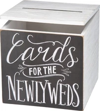 Newlyweds Wooden Slotted Gift Card Box With Hinged Lid 8x8x8 Primitives by Kathy