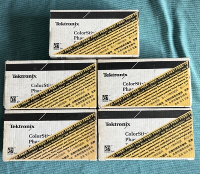 5 BOXES of NEW Tektronix 016-1307-01 Black Solid Ink Phaser 340 350 360 Genuine