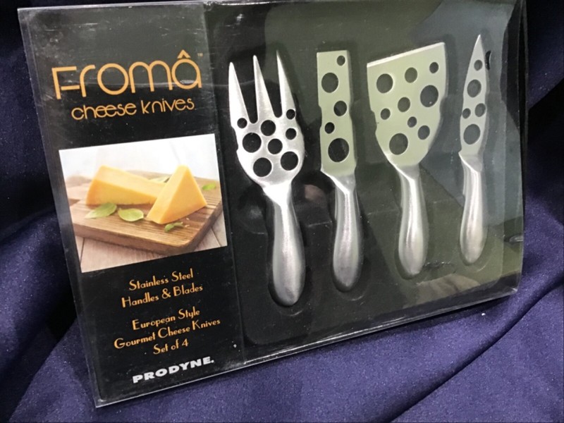 PRODYNE FROMÂ stainless steel CHEESE KNIFE SET of 4 NEW in GIFT BOX!
