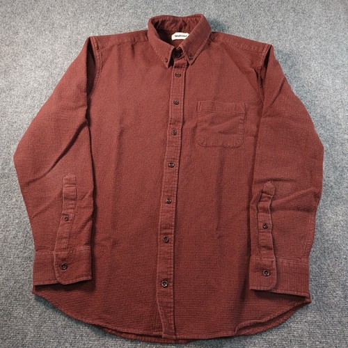 Taylor Stitch The Jack Waffelhemd Herren 42 L Burgund Baumwolle Strick Button-Down
