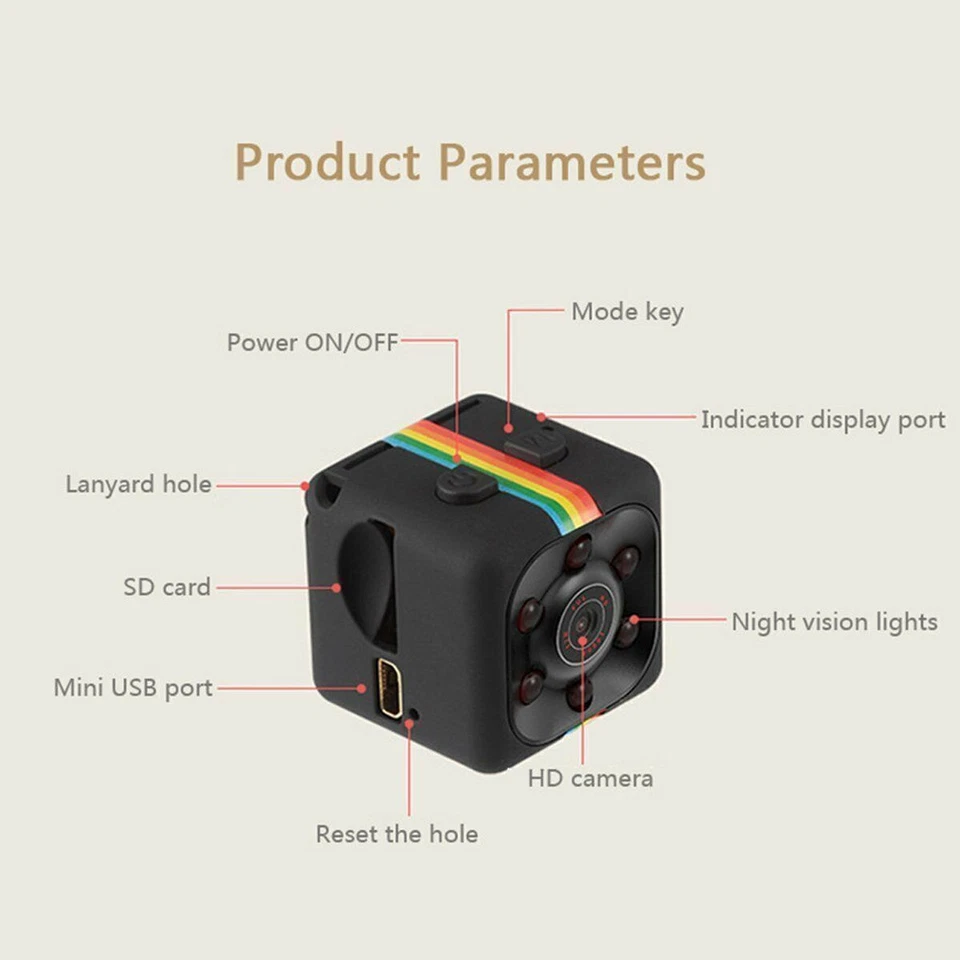 Mini-Kamera Full HD 1080P mit Nachtsicht & Bewegungssensor Schwarz mit 32G Karte - Bild 4 von 4