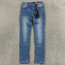 Vigoss Jeans Girls 8 Blue The Jagger Skinny Mid Wash Casual Stretch Zip NWT